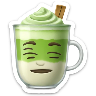 matcha latte in a clear glass cup sticker