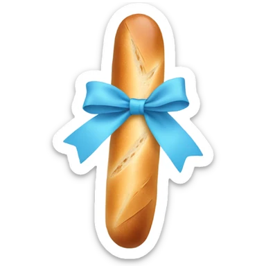 Baguette with light blue bow sticker