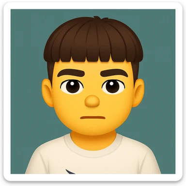 Convert this photo into an emoji style image closely resembling the original person, capturing their facial features and expression accurately. sticker