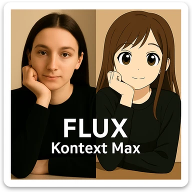 same similar image but chnage the text to "Flux Kontext Max" sticker