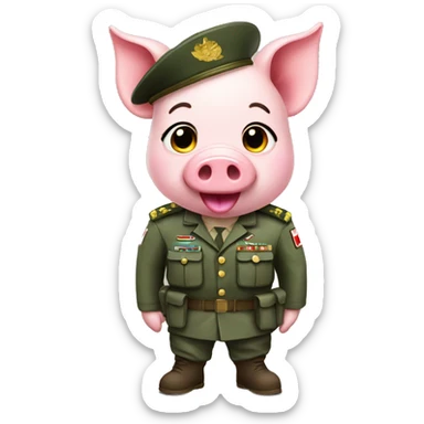 a cute pig with idf uniform sticker