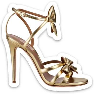 Valentino Garavani
Bowow 95 crystal bow embellished, gold leather metallic leather sandals,  sticker