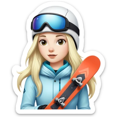 Girl w long hair snowboarding sticker