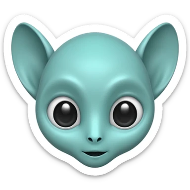 teal alien with two rounded ears and big pure black eyes sticker