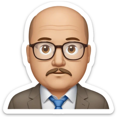 55 year old chubby brown haired balding man business casual with glasses and goatee sticker