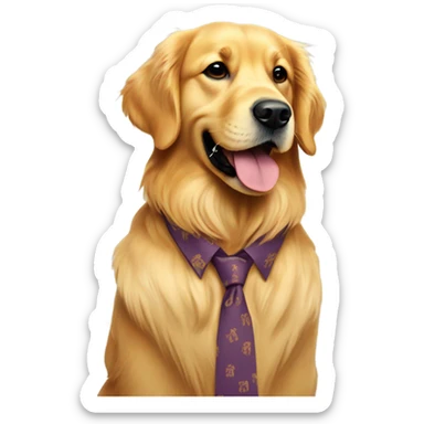 Golden retriever wearing a shirt that says “jerk” on the shirt sticker