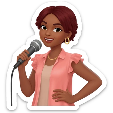 Gonemili Grace chante avec un micro en main sticker