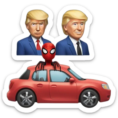 donald trump with spider man in a car sticker