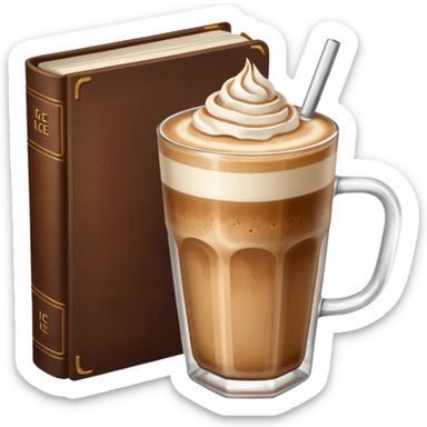 Ice latte and beautiful brown book sticker