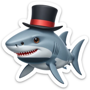 Shark with a top hat sticker