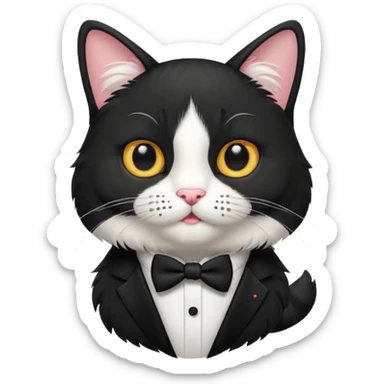 tuxedo cat with mustache sticker