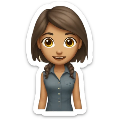 una chica con el pelo muy corto  moreno liso,aluna cana, flequillo al lado , ojos marrones y ropa camisa  estilo ejecutiva  estilo рiхar sticker