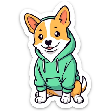 Dog wearing a hoodie sticker
