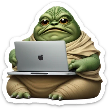 Jabba the Hutt from Star Wars with a laptop sticker