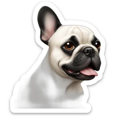 french bulldog with a black round stain on the left eye sticker