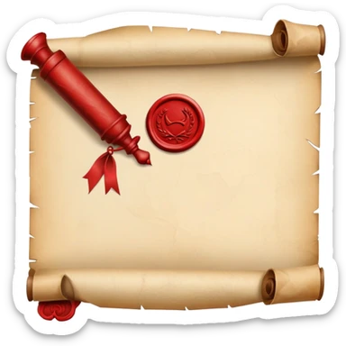 old rolled parchment scroll with wax seal sticker