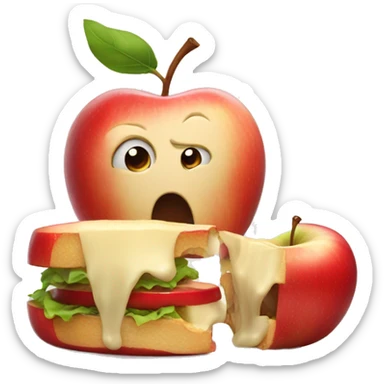 An apple watching its brother being eaten sticker