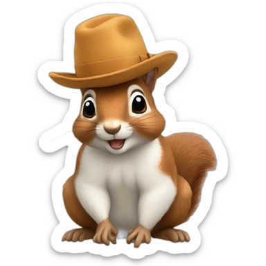 squirrel with kasa hat sticker
