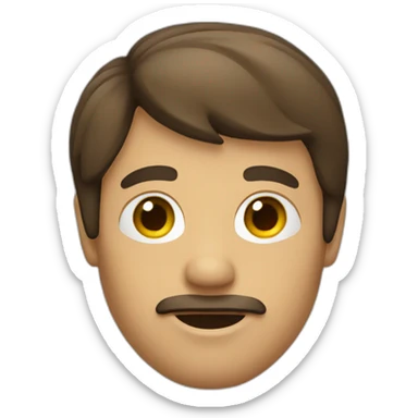 Man with hair Brown with bangs to the right side, without Any beard sticker