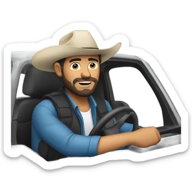 Mexican man with beard driving ford ranger  sticker