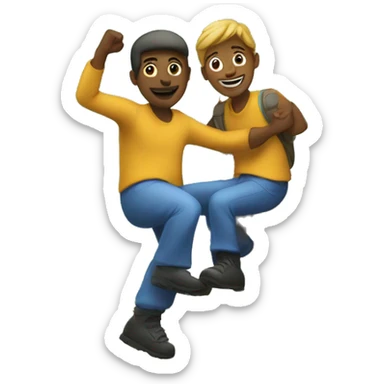 one helping another climb a hill sticker