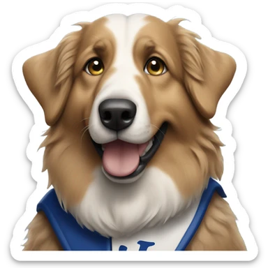 Old English shepherd wearing a Dodgers jersey  sticker
