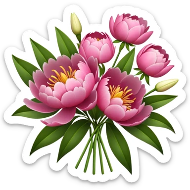 Peony and lily bouquet  sticker