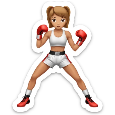 woman in kickboxing stance with boxing gloves sticker
