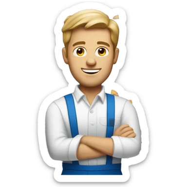 white man working at dominos pizza sticker