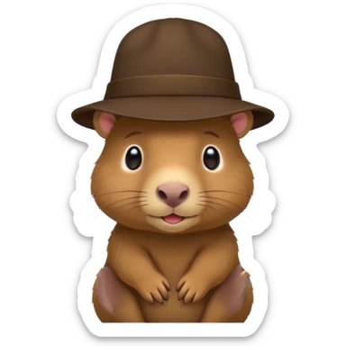 baby capypara wearing hat sticker