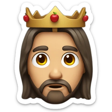Jesus with a thorn crown, worried face, in the style of an apple Memoji  sticker