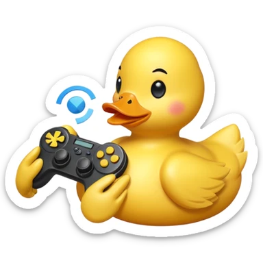 Rubber ducky playing first person shooter game sticker