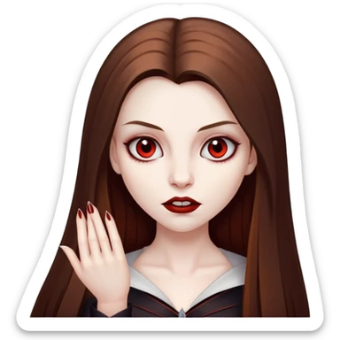 girl with long straight brown hair pale vampire 🧛🏻‍♀️ sticker