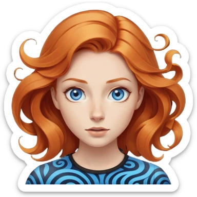 scream female ginger hair blue eyes middle of face turning in to a black swirling vortex sticker