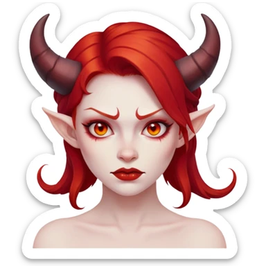 Demon angel woman with red hair sticker