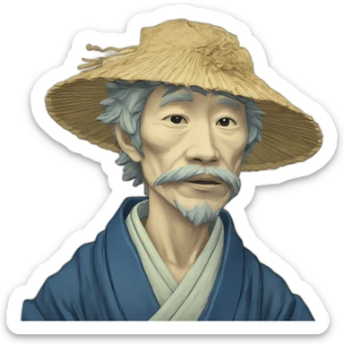 Hokusai in the style of Van Gogh sticker