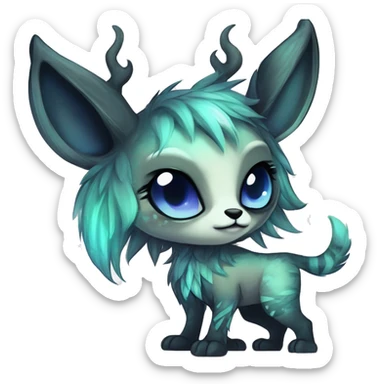 Cool cute Kawaii edgy fantasy shiny chibi animal creature fursona Fionbri vernid by griffsnuff & LiLaiRa & Falvie full bodyal sticker