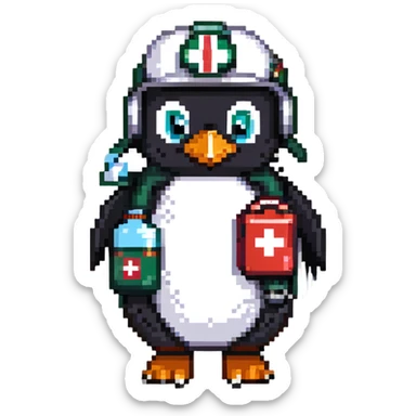 penguin medic with first aid kit and helmet sticker