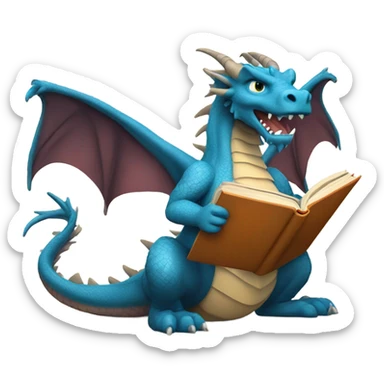 Dragon reading a book sticker