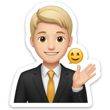 Young man wishing luck sticker