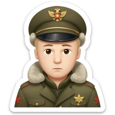crazy russian soldier man with ushanka sticker