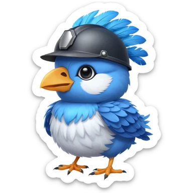 cute toon bird with helmet sticker