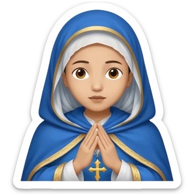 Nossa senhora das graças com aura manto azul e vel branco, com mãos postas sticker