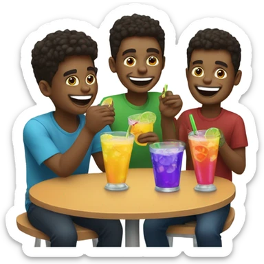 boys enjoying drinks together sticker