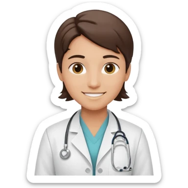 androgynous medium tone skin physician, NO stethoscope around neck sticker