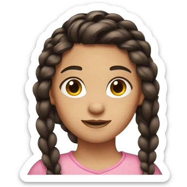 Girl with black brown hair one side braid sticker