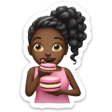 black girl eating macaron sticker