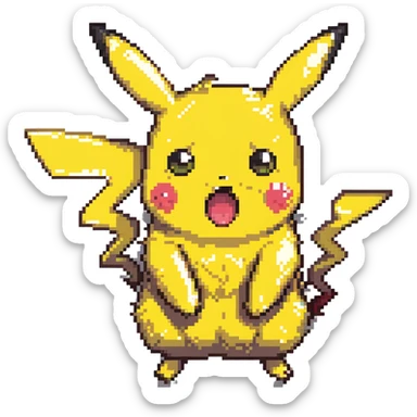 surprised shocked Pikachu with open mouth sticker
