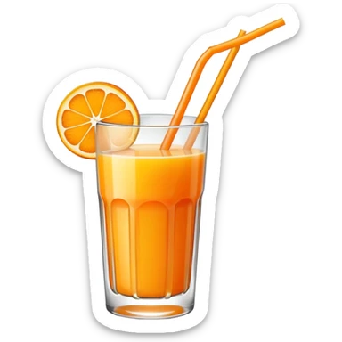 glass of fresh orange juice with straw sticker
