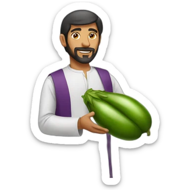 Arabic man holding an eggplant sticker